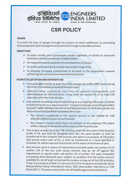 Policy on Corporate Social Responsibility
